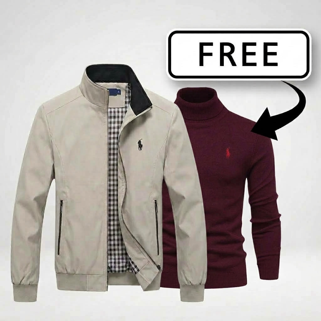 "RL Casual Zip-Up Bomber + FREE Sweater | Exclusive Bundle Deal"