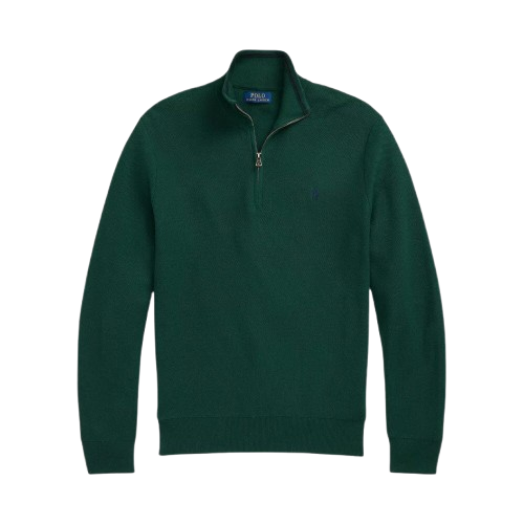RL Mesh-Knit Cotton Quarter-Zip Sweater