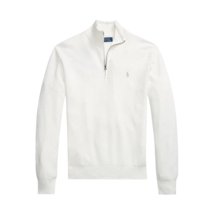 RL Mesh-Knit Cotton Quarter-Zip Sweater