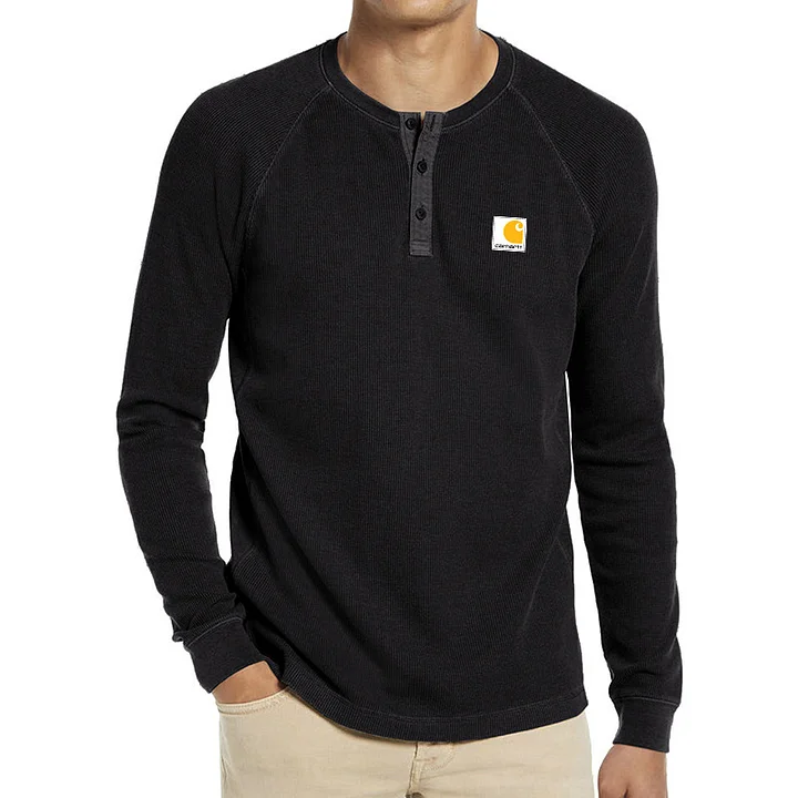 CH-Men's Waffle Long Sleeve Casual T-Shirt