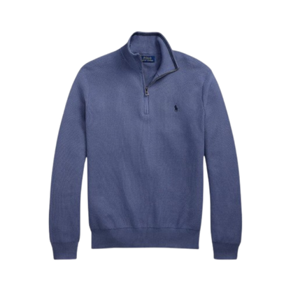 RL Mesh-Knit Cotton Quarter-Zip Sweater