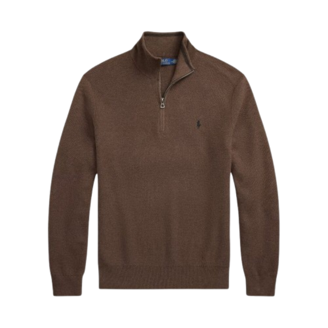 RL Mesh-Knit Cotton Quarter-Zip Sweater
