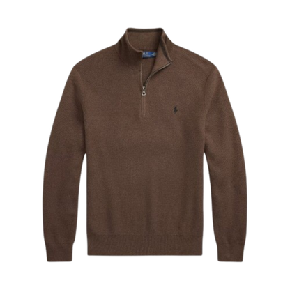 RL Mesh-Knit Cotton Quarter-Zip Sweater
