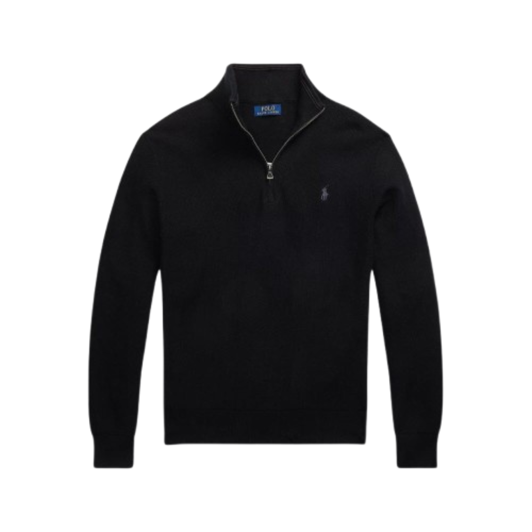 RL Mesh-Knit Cotton Quarter-Zip Sweater