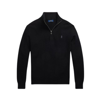 RL Mesh-Knit Cotton Quarter-Zip Sweater