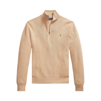 RL Mesh-Knit Cotton Quarter-Zip Sweater