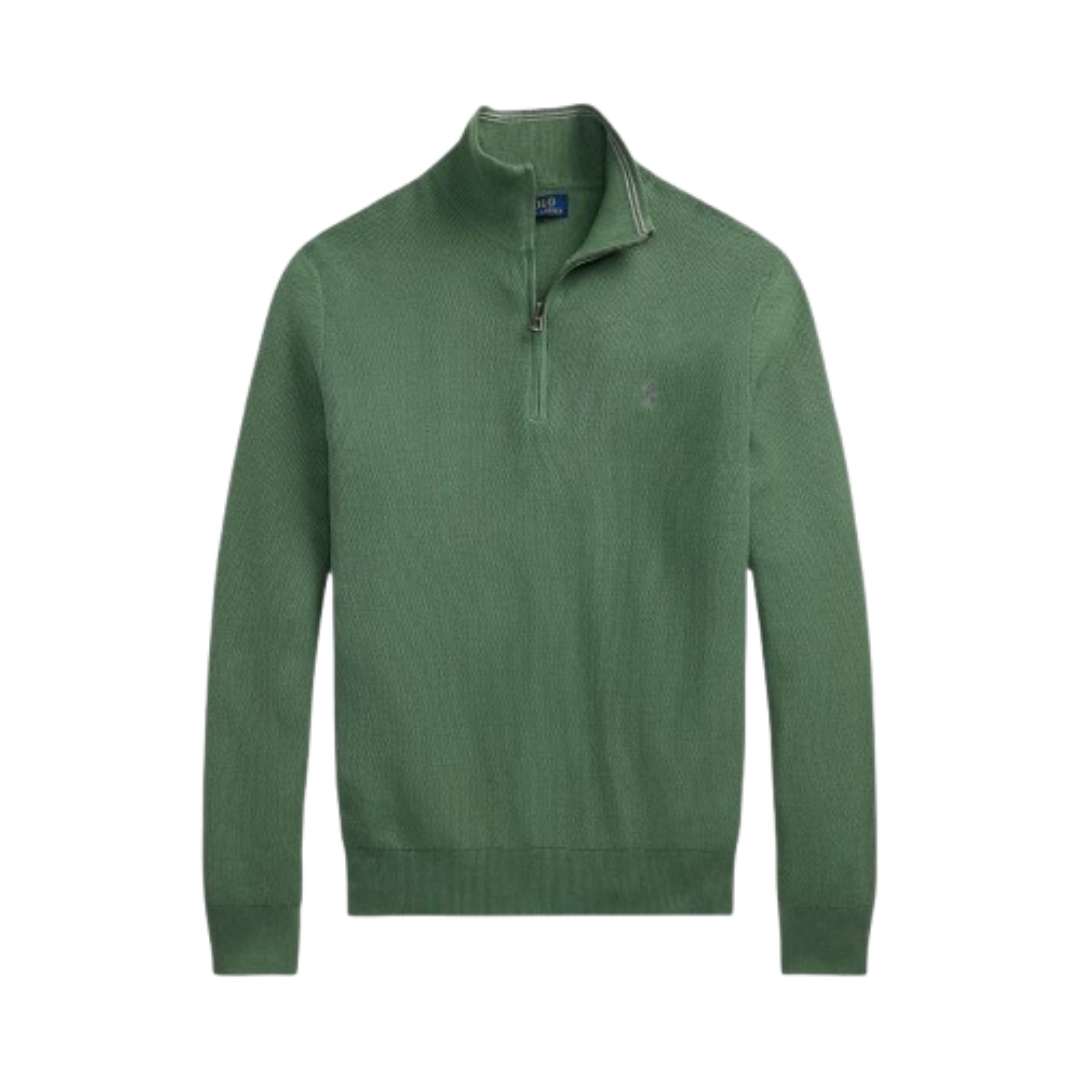 RL Mesh-Knit Cotton Quarter-Zip Sweater