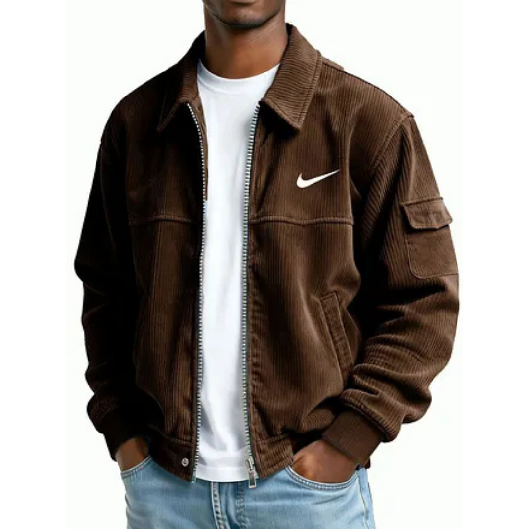 NK-Men's Fashion Casual Corduroy Zip-Up Bomber Jacket