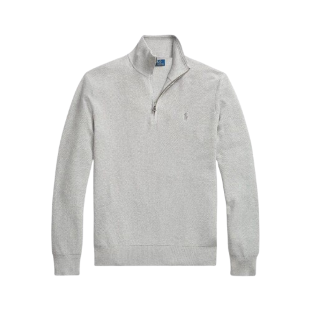 RL Mesh-Knit Cotton Quarter-Zip Sweater