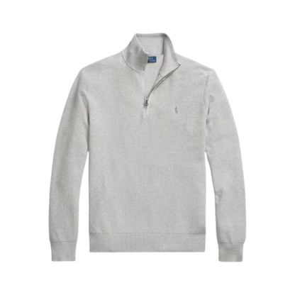 RL Mesh-Knit Cotton Quarter-Zip Sweater