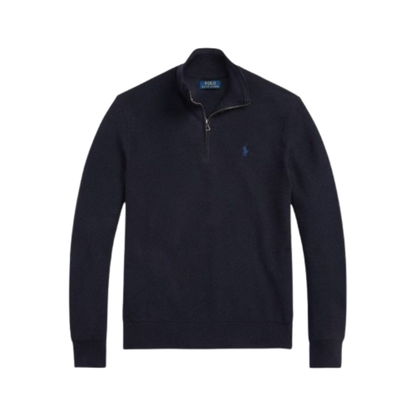 RL Mesh-Knit Cotton Quarter-Zip Sweater