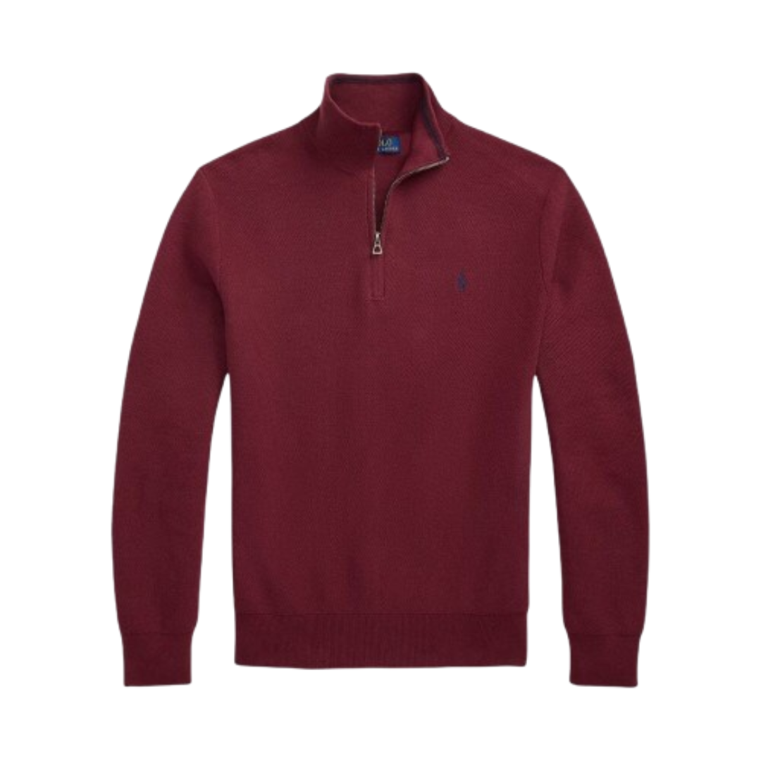 RL Mesh-Knit Cotton Quarter-Zip Sweater