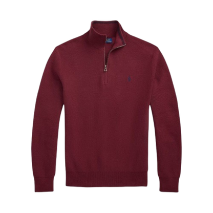 RL Mesh-Knit Cotton Quarter-Zip Sweater