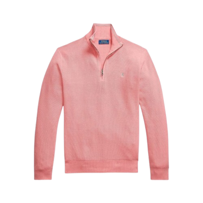 RL Mesh-Knit Cotton Quarter-Zip Sweater