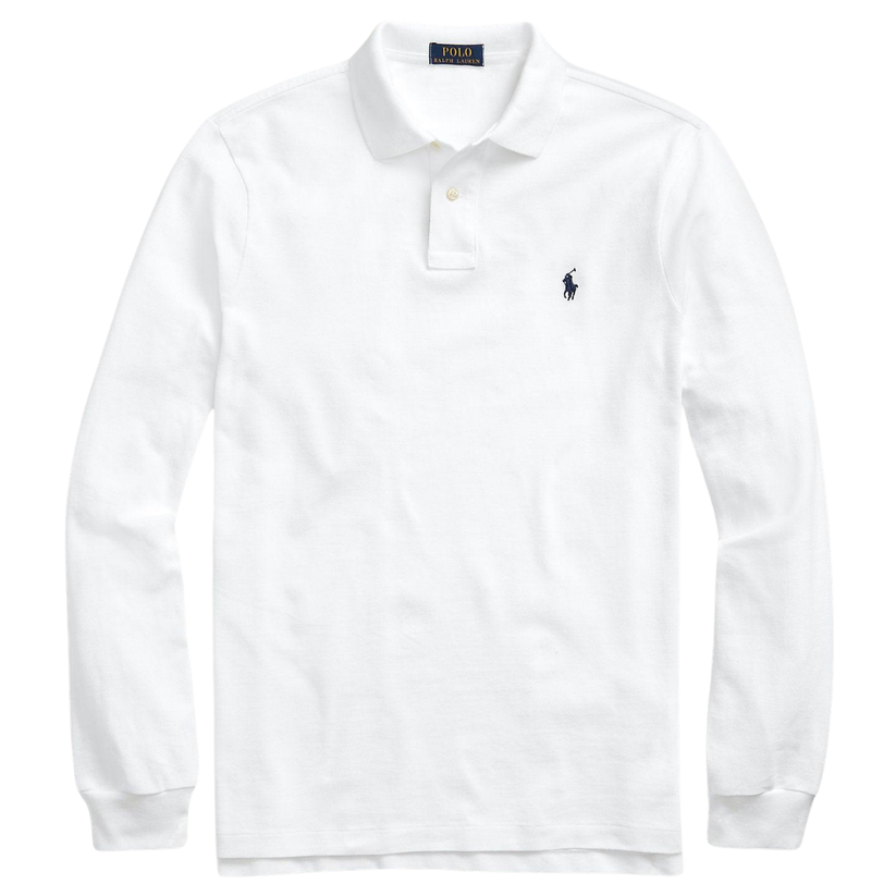 RL- Classic White Long Sleeve Polo "Timeless Elegance for Every Season"