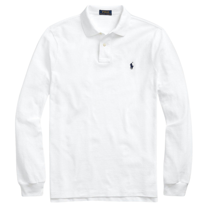 RL- Classic White Long Sleeve Polo "Timeless Elegance for Every Season"