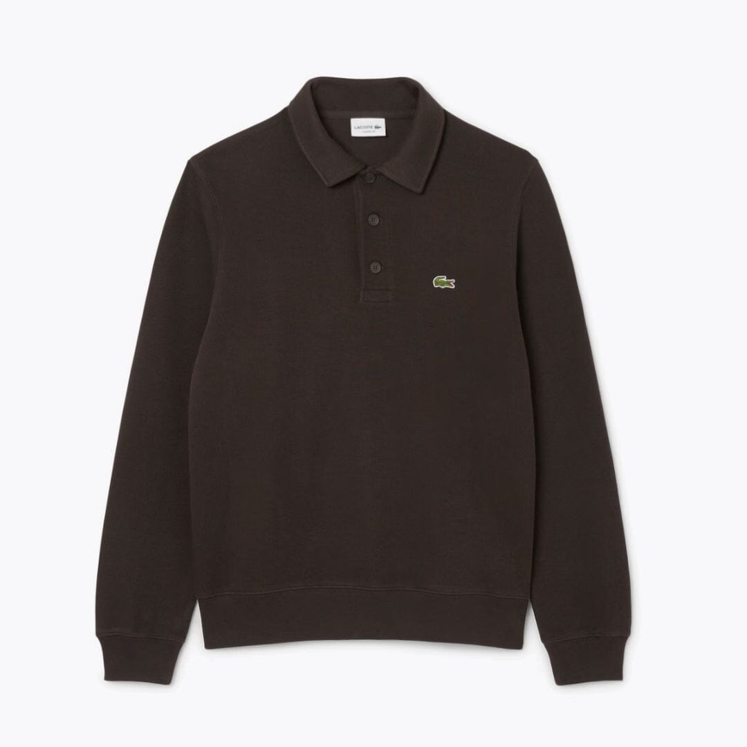 LC-Ribbed Cotton Polo Collar Sweatshirt